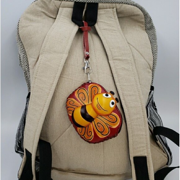 Cute Butterfly Bee Gift Leather Wallet Wristlet Handmade Happy Kawaii Coin Purse - Picture 2 of 14